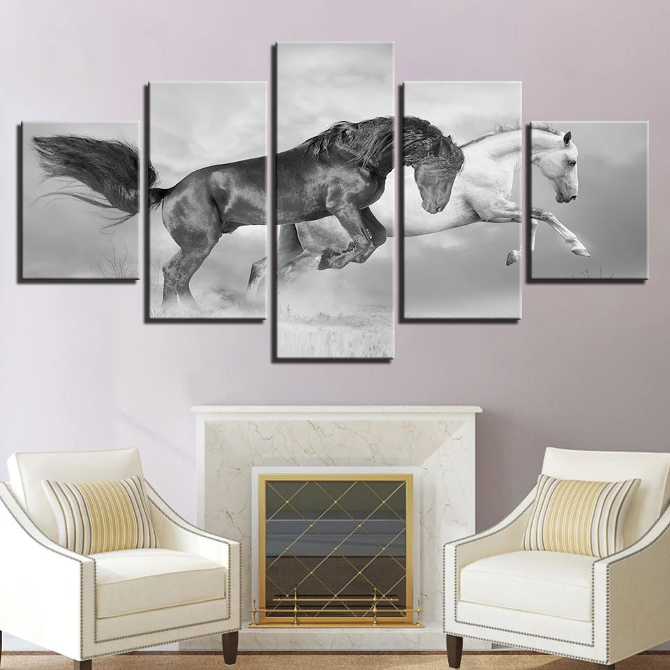 "running horse print large canvas wall decor USA"