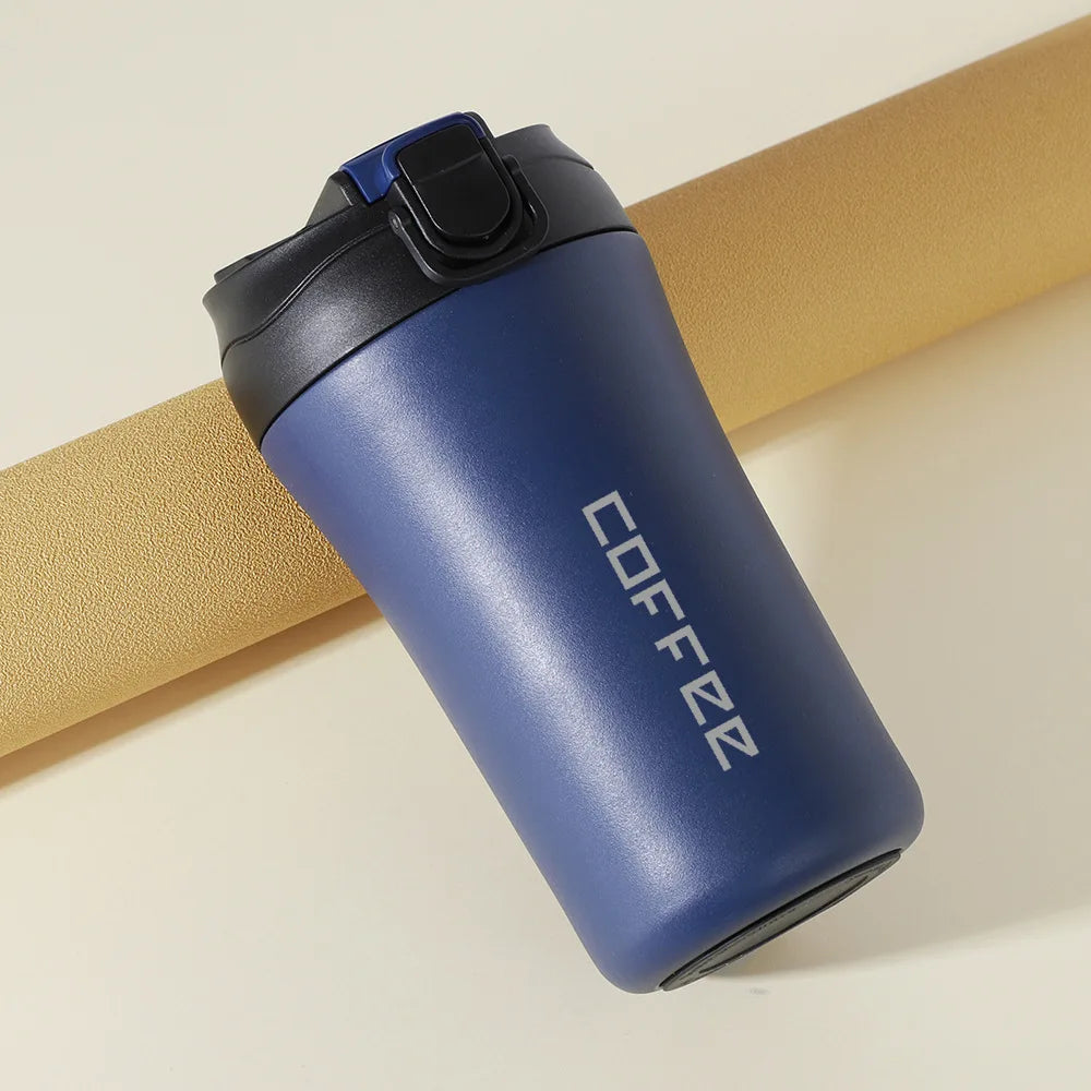 400ml Double Stainless Steel Coffee Thermos Mug With Straw Multifunctional Car Vacuum Flask Portable Travel Insulated Cup