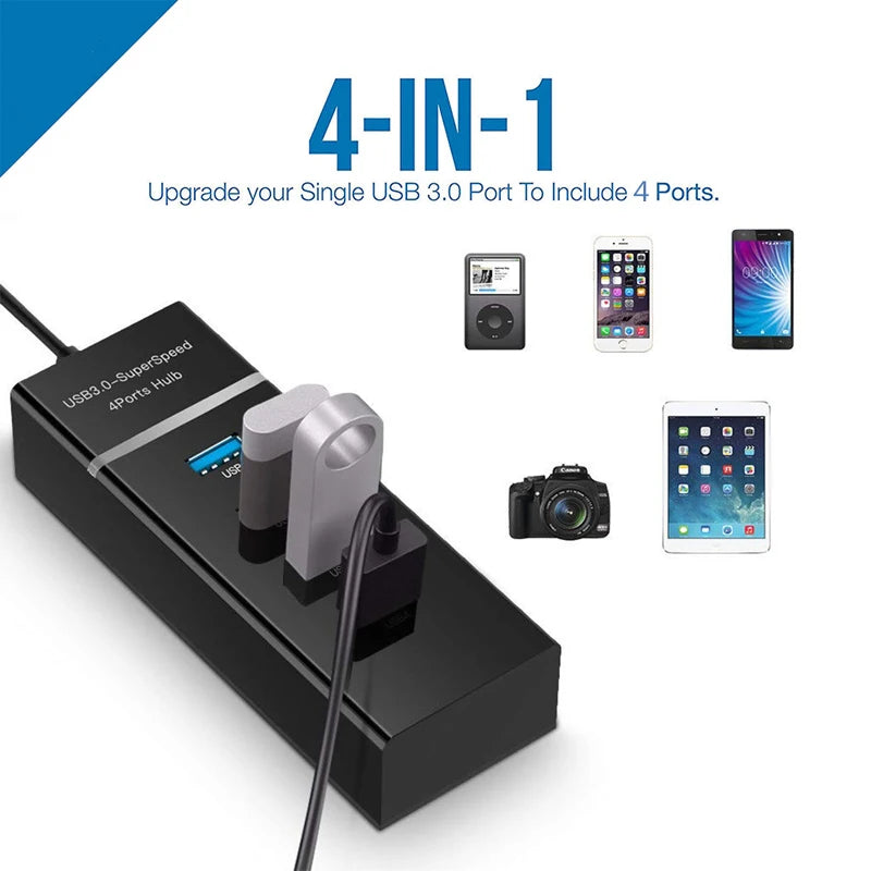 4 Ports 2.0 3.0 USB HUB Splitter High Speed Multi Splitter USB Adapter Expander Cable For Desktop PC Laptop Adapter USB HUB
