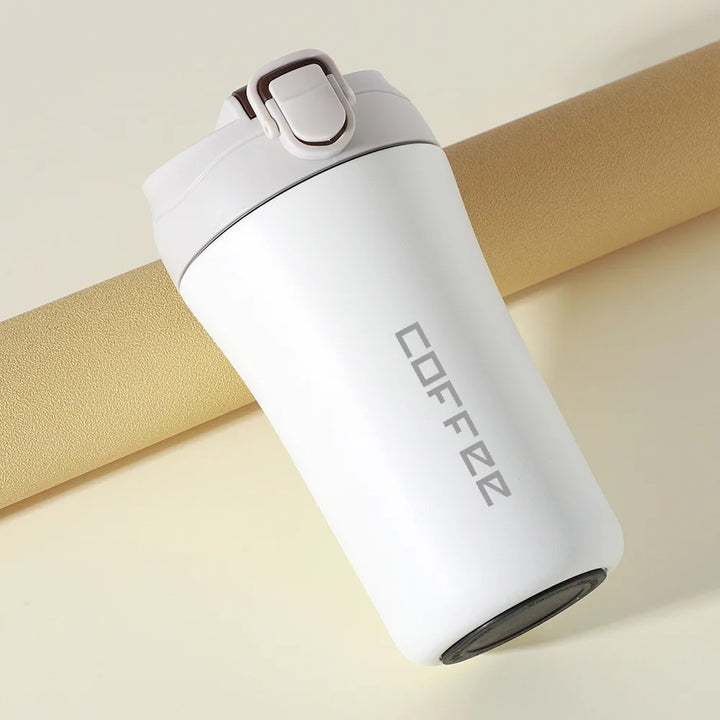 400ml Double Stainless Steel Coffee Thermos Mug With Straw Multifunctional Car Vacuum Flask Portable Travel Insulated Cup