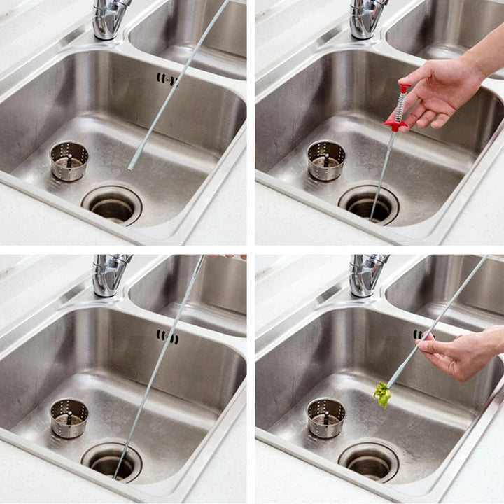 60CM Long Reach Four Claws Flexible Pick Up Tool Spring Grip Narrow Bend Curve Grabber For Picking Up Sewer Hair Dredging Device