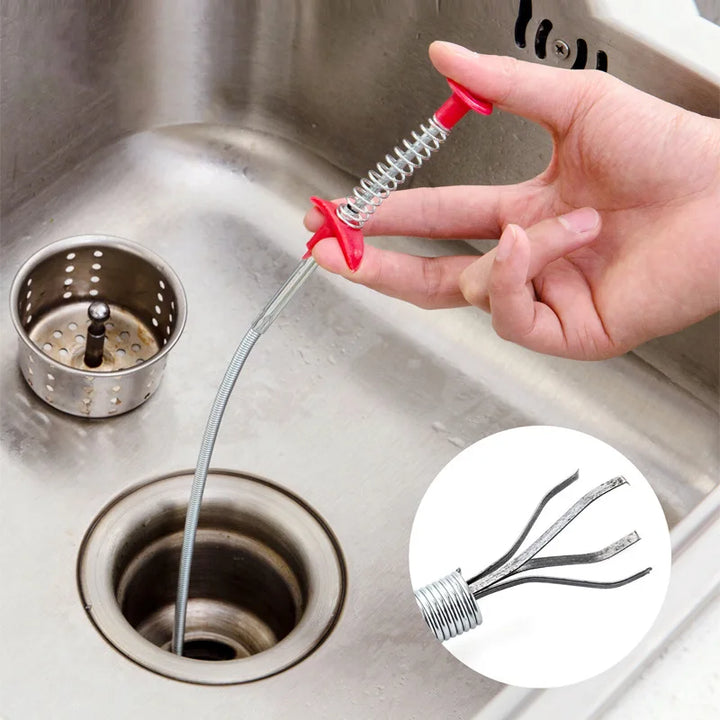 60CM Long Reach Four Claws Flexible Pick Up Tool Spring Grip Narrow Bend Curve Grabber For Picking Up Sewer Hair Dredging Device