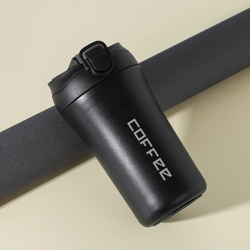 400ml Double Stainless Steel Coffee Thermos Mug With Straw Multifunctional Car Vacuum Flask Portable Travel Insulated Cup
