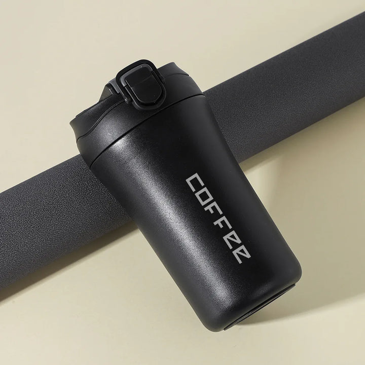 400ml Double Stainless Steel Coffee Thermos Mug With Straw Multifunctional Car Vacuum Flask Portable Travel Insulated Cup