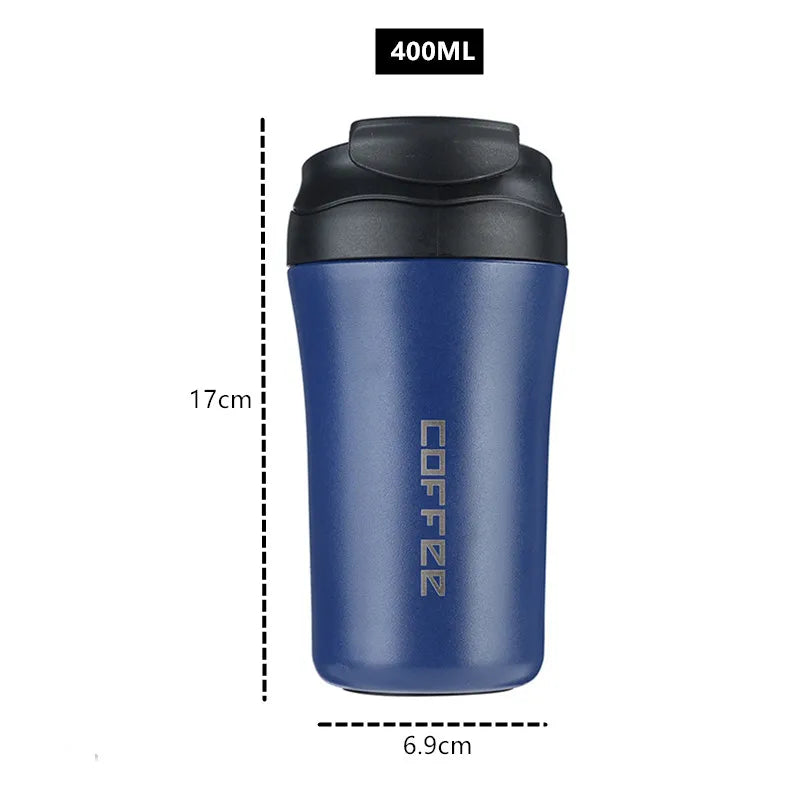 400ml Double Stainless Steel Coffee Thermos Mug With Straw Multifunctional Car Vacuum Flask Portable Travel Insulated Cup