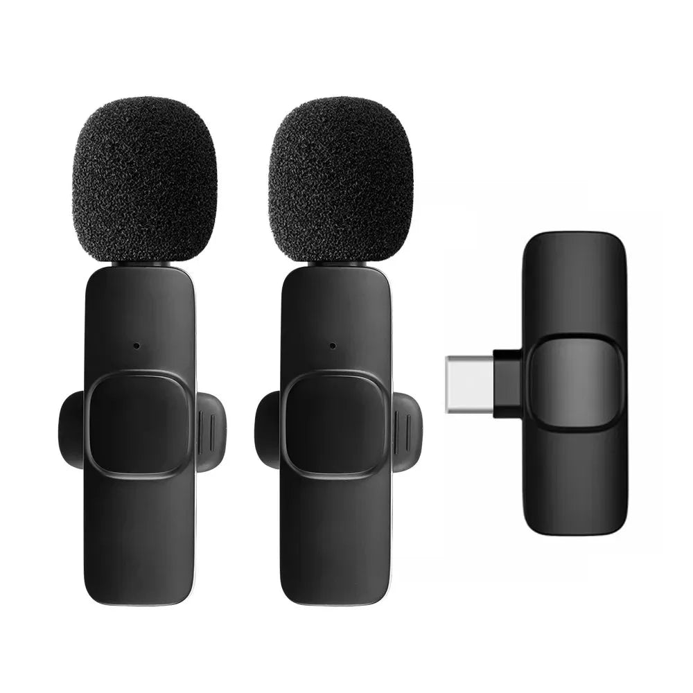 Wireless Lavalier Microphone Audio Video Recording Mini Mic For iPhone Android Laptop Live Gaming Mobile Phone Microphone