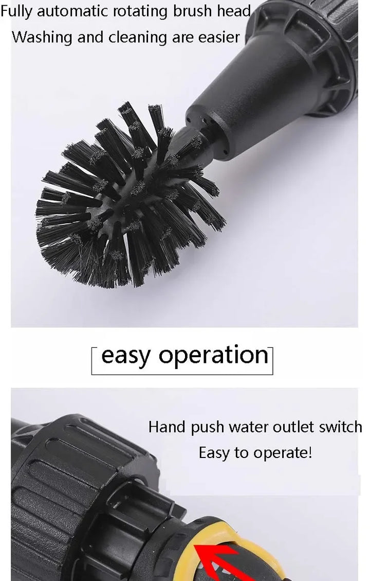 "deep clean tire brush with rotating bristles"