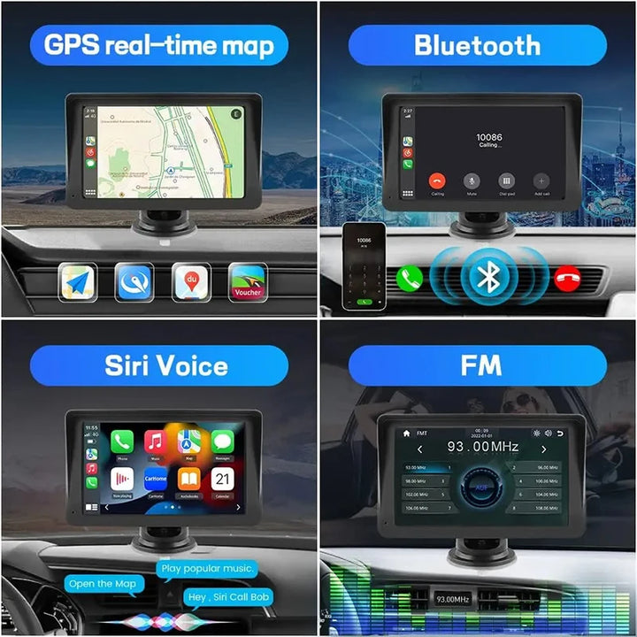 Wireless 7Inch Car Radio Automotive multimedia Carplay Android Auto GPS Navigation Rear View Camera BT AUX For Car Display