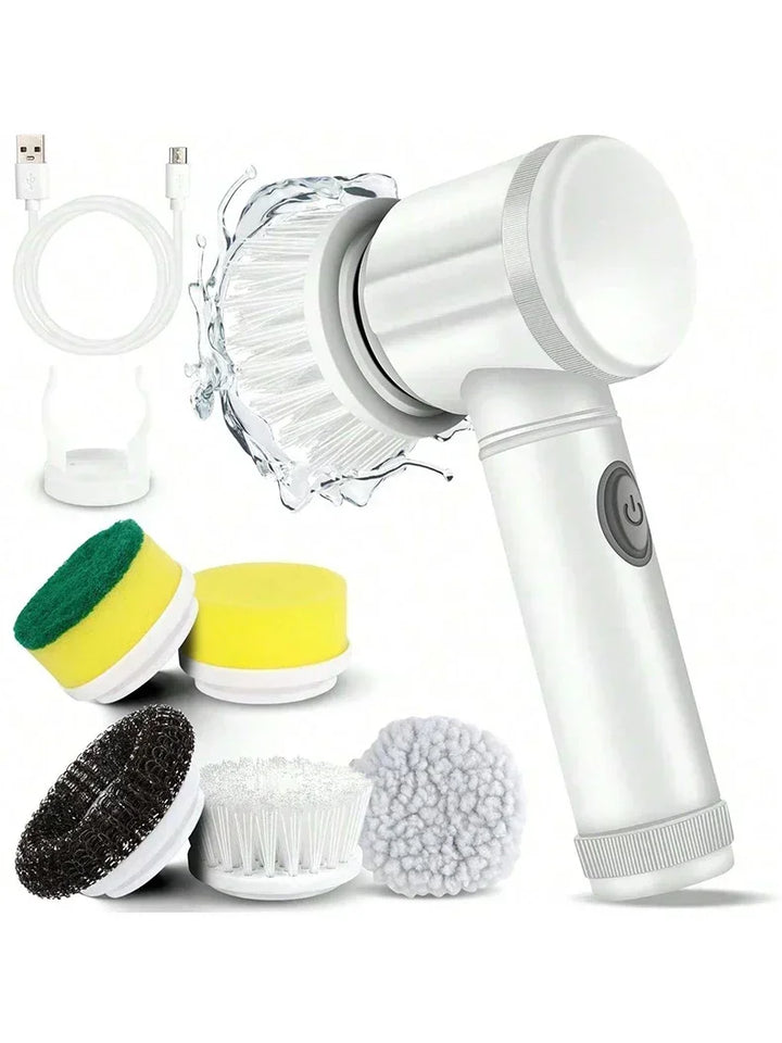 Electric 5 in 1 Powerful Cleaning Brush Spin Scrubber Brush Deep Cleaning with 5 Replaceable Heads For Bathroom Kitchen