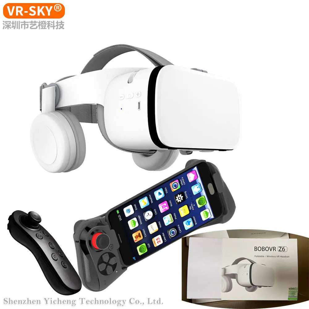 BOBOVR Z6 Bluetooth Wireless Headphones VR Glasses 3D Virtual Reality Headset for Smartphone Movies Games Comfortable Lightweigh