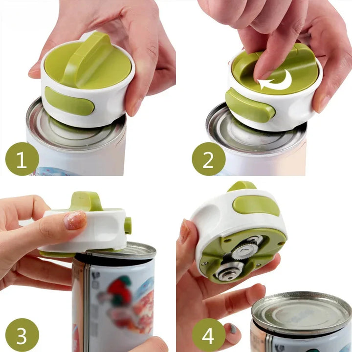 Portable Can Opener Stainless Steel Manual Rotary Cap Screwing Device Labor-saving Bottle Opener Kitchen Multi-purpose Gadget