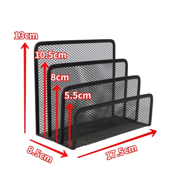 Folder Holder Desk, 2 Pack Mail Organizer Letter Holder for Desk Metal Mesh with 3 Vertical Upright Compartments