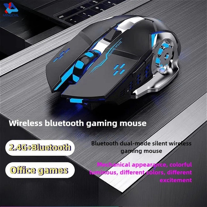 MINGCVIL Rechargeable Wireless Mouse Gaming Computer Bluetooth Mouse USB Mechanical E-Sports Backlight PC Mouse For Computer