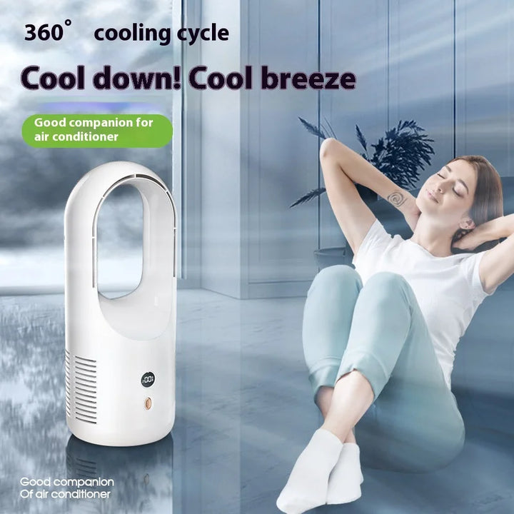 Bladeless Fan Household Air Conditioning Fan High Wind Student Dormitory Cooling Fan Rechargeable USB Electric Fan