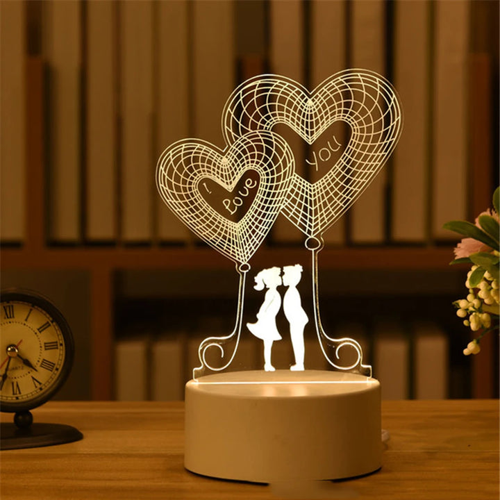 3D Lamp Acrylic USB LED Night Lights Neon Sign Lamp Xmas Christmas Decorations for Home Bedroom Birthday Decor Wedding Gifts