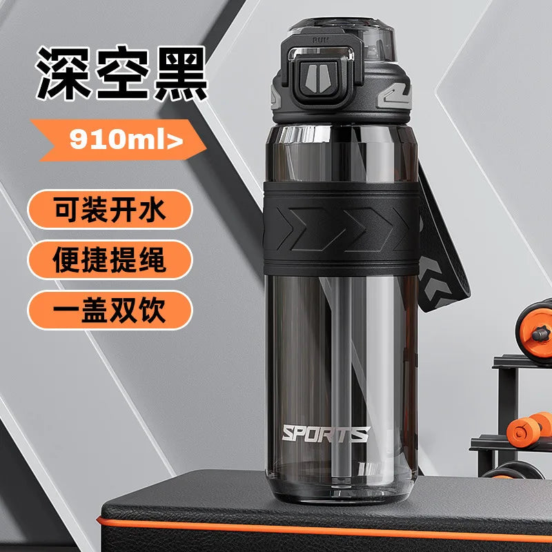 Summer Sports Water Bottle Cup Large Capacity Suitable for Adult High Temperature Resistant Straw Plastic Cup Portable Bottle