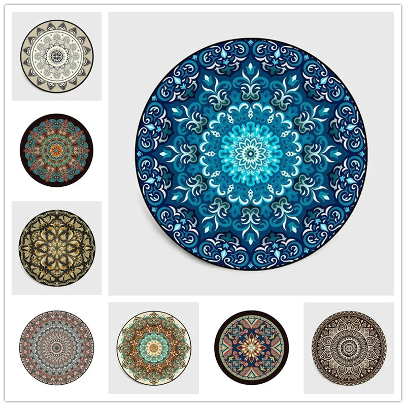 vintage circle rug for boho living room