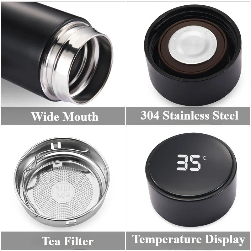 500Ml Thermos Bottle Smart Cup with LED Temperature Digital Display 304 Stainless Steel Vacuum Insulated Intelligent Coffee Cup