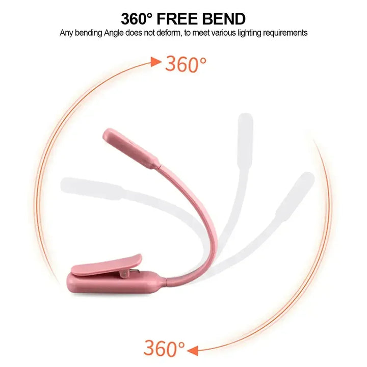 USB Mini LED Book Night 3 Light Color Adjustable Brightness Clip-On Study Reading Lamp Rechargeable for Travel Bedroom Reading