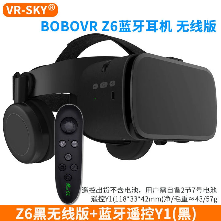 BOBOVR Z6 Bluetooth Wireless Headphones VR Glasses 3D Virtual Reality Headset for Smartphone Movies Games Comfortable Lightweigh
