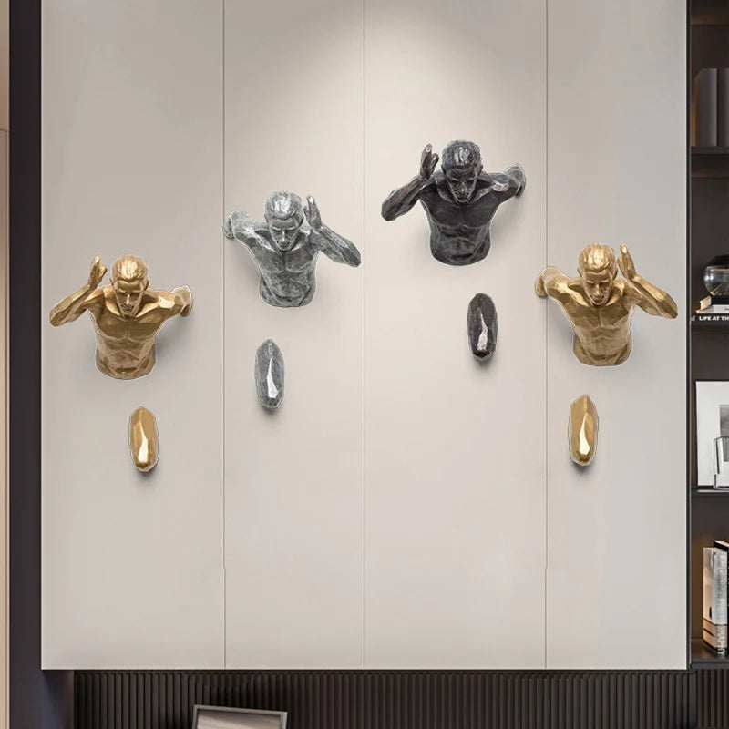 dynamic running man art statue