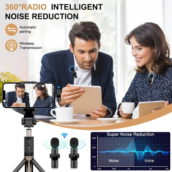 Wireless Lavalier Microphone Audio Video Recording Mini Mic For iPhone Android Laptop Live Gaming Mobile Phone Microphone