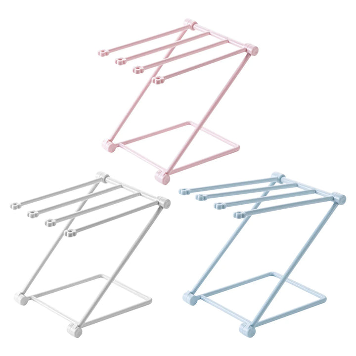 Countertop Dishcloth Drying Rack 4 Arms Folding Vertical Hand Towel Stand Dish Rag Storage Holder for Kitchen Washcloth Holder