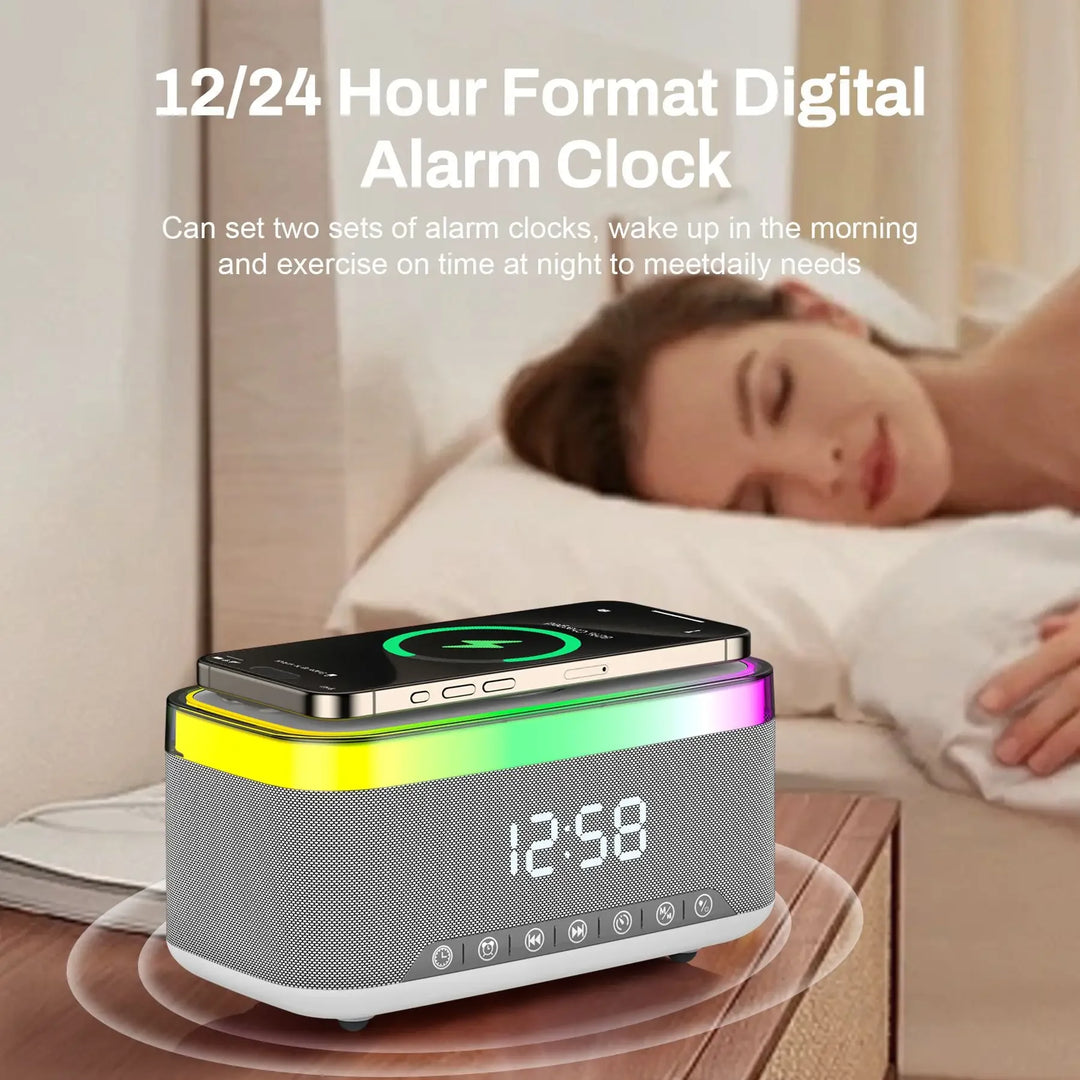 bluetooth speaker alarm clock with night light feature