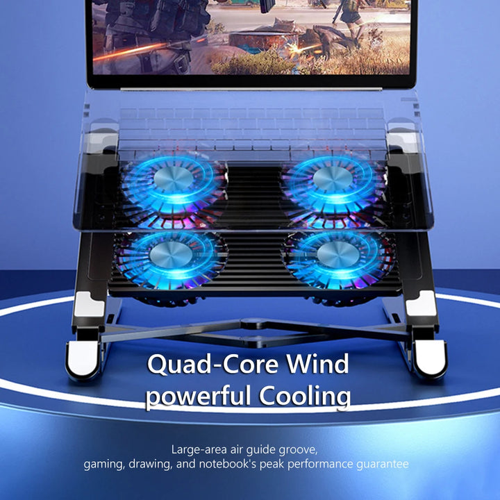 Gaming PC Laptop Cooler ABS/Aluminum Alloy 2/4 Silent Fan Foldable Laptop Cooling Pad Support Portable Height Adjustable Stand