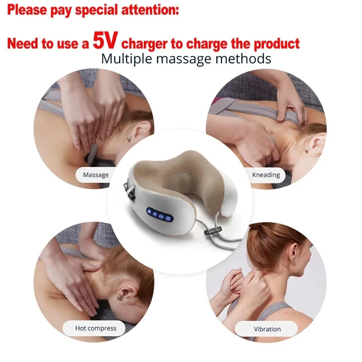 Electric Neck Massager Vibration U Shaped Pillow Multifunctional Shoulder Cervical Massager Heating  Relax Massage Pillow