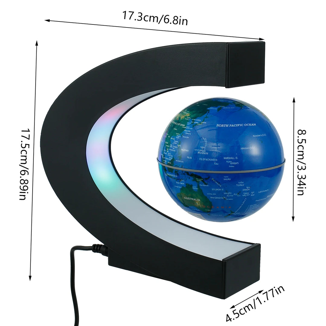 World Globe Pattern Magnetic Levitation Globe LED Rotating Earth Floating Ball Lamp O Shape Bedside Lights Novelty Birthday Gift