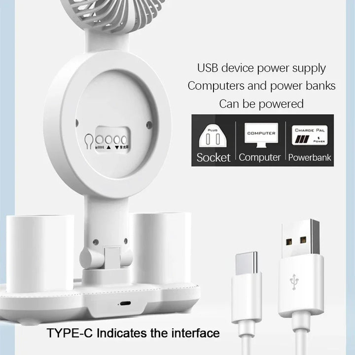 "led desk lamp with clock and fan for bedroom"