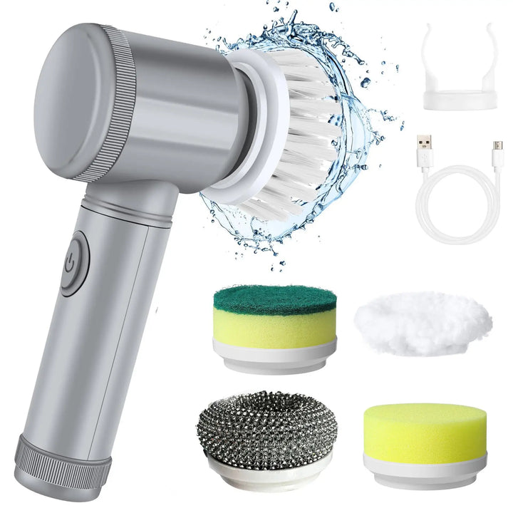 Electric 5 in 1 Powerful Cleaning Brush Spin Scrubber Brush Deep Cleaning with 5 Replaceable Heads For Bathroom Kitchen