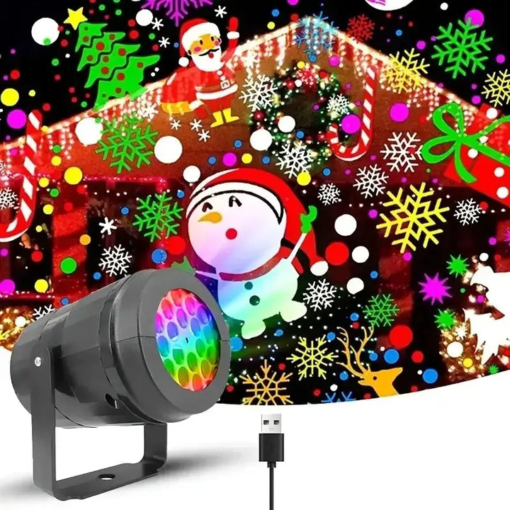 "christmas projector light on house wall"