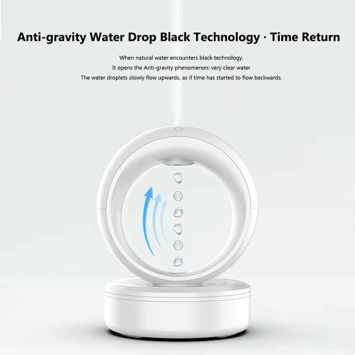 "modern anti gravity humidifier in bedroom setting"