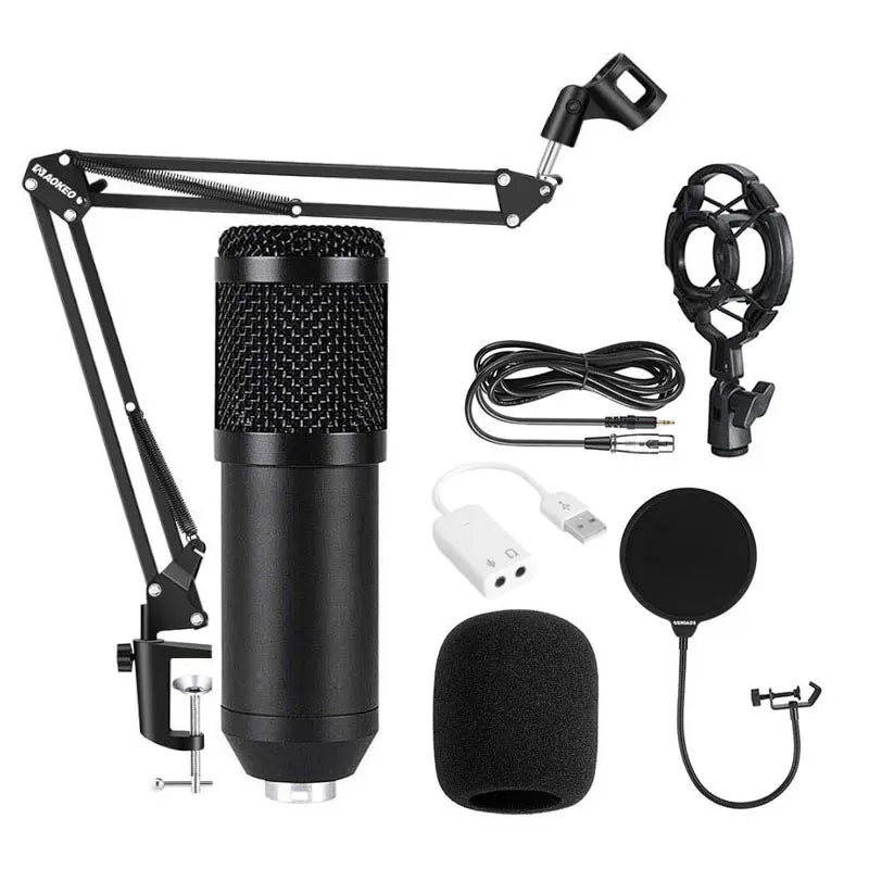 Bm800 Condenser Microphone V8 Mobile Phone Sound Card Anchor Computer Recording Stand Live Streaming Online Usb Cantilever Brack