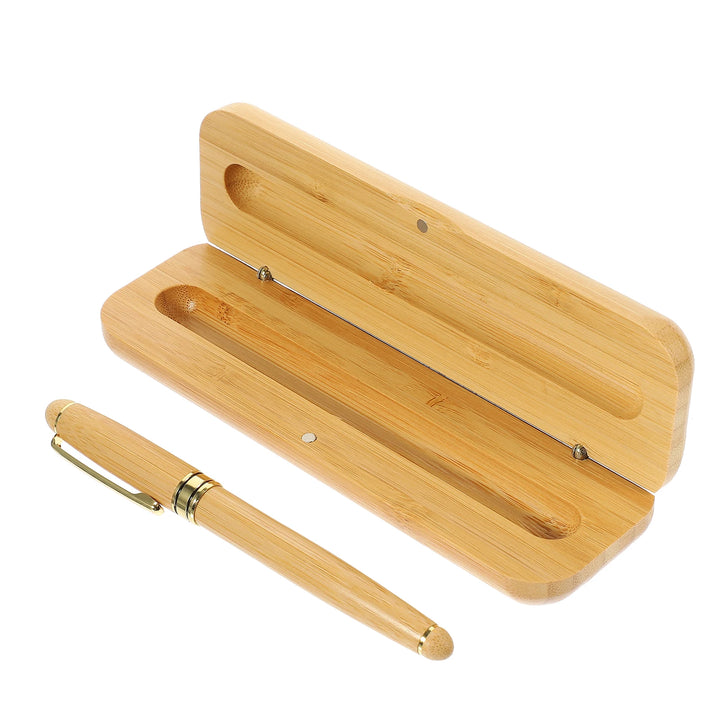 1 set Bamboo Wood Fountain Pens Smooth Writing Multi-use Portable Calligraphy Exercise Journaling Instrument Gift Set