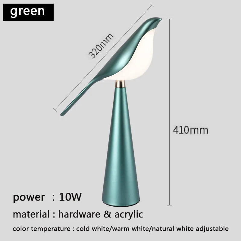Modern Creative bird luminaria Design iron & acrylic LED soft table lamp home decor abajur adjustable reading baseus night light