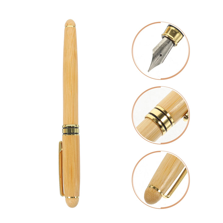 1 set Bamboo Wood Fountain Pens Smooth Writing Multi-use Portable Calligraphy Exercise Journaling Instrument Gift Set