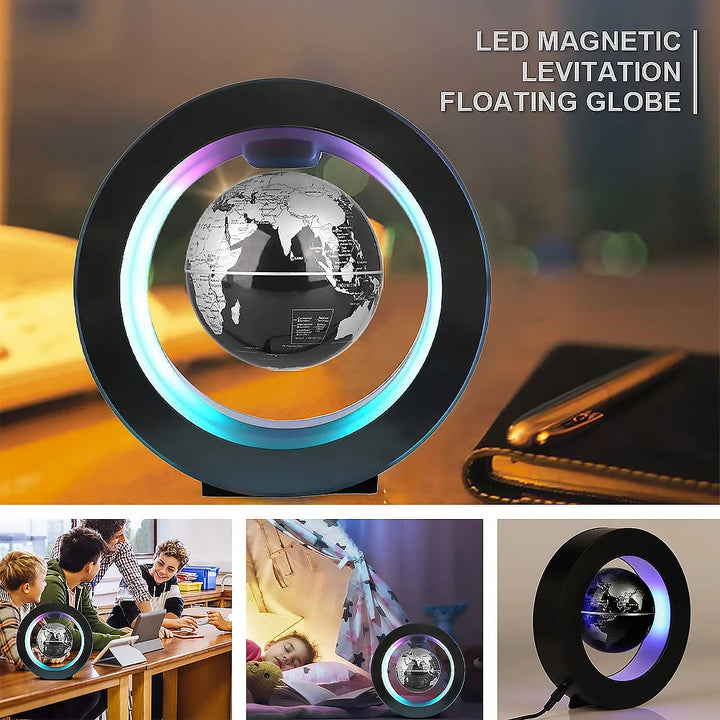 World Globe Pattern Magnetic Levitation Globe LED Rotating Earth Floating Ball Lamp O Shape Bedside Lights Novelty Birthday Gift