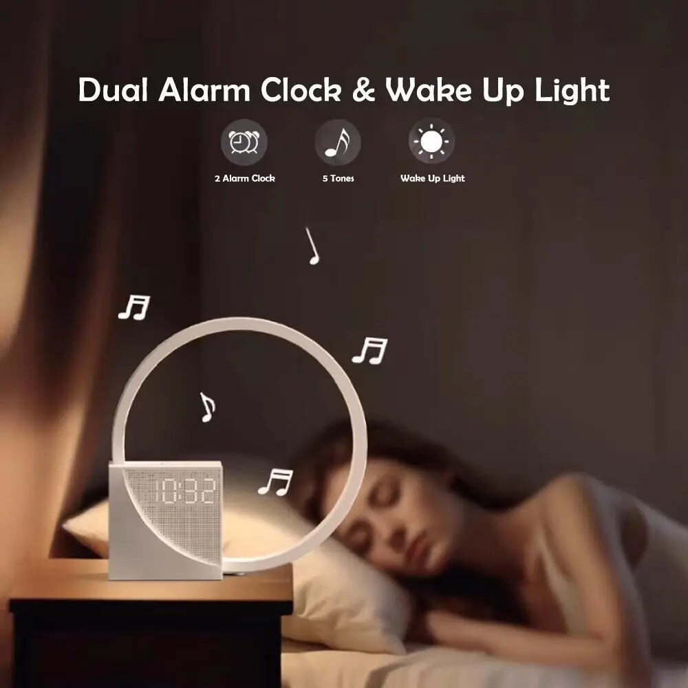 "bedroom setup featuring touch night light lamp"
