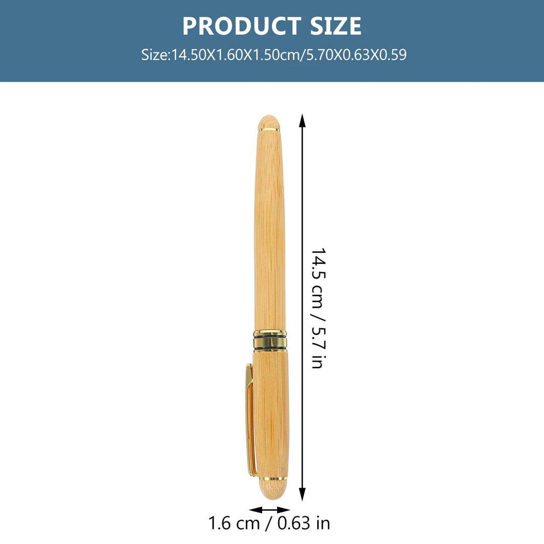 1 set Bamboo Wood Fountain Pens Smooth Writing Multi-use Portable Calligraphy Exercise Journaling Instrument Gift Set