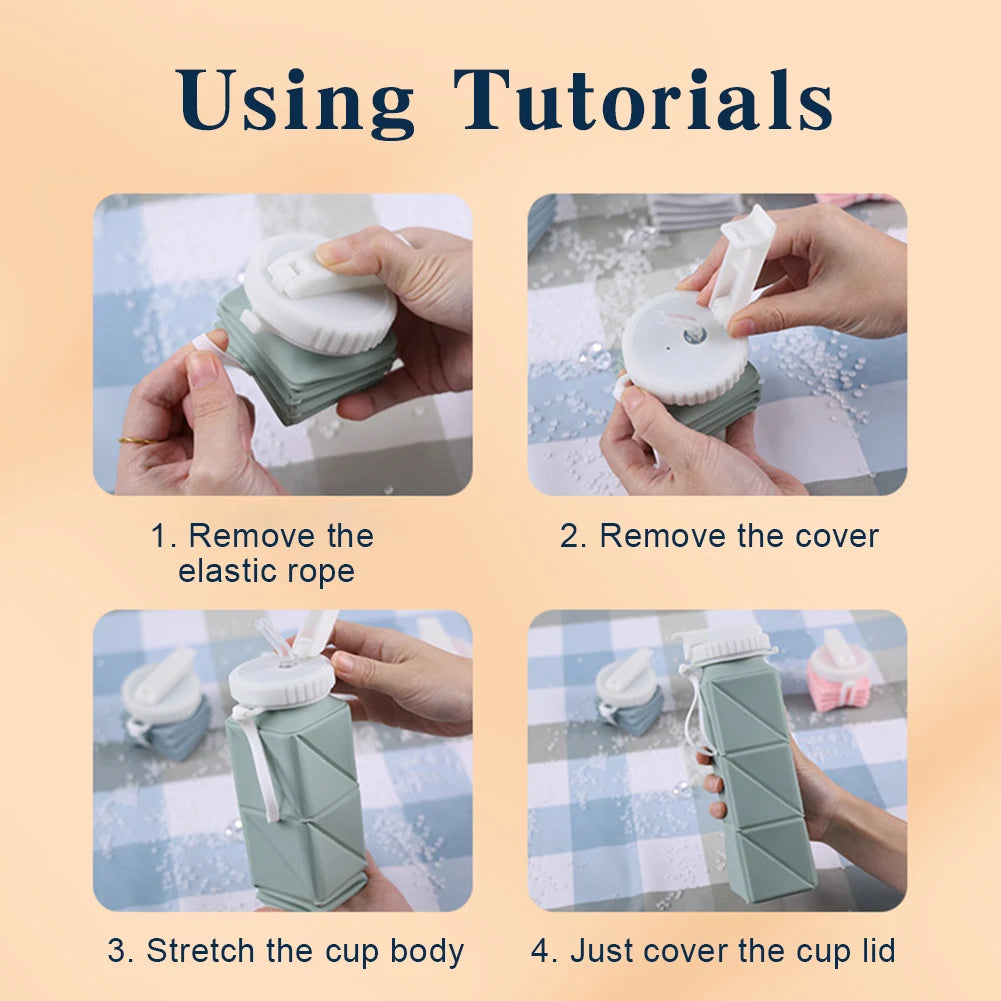 silicone foldable water bottle BPA free.