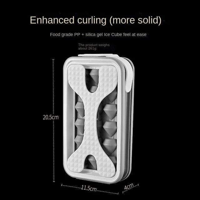 New Ice Cube mold Diamond Shape Ice Maker 18 Ice Cube Mold Foldable Ice Kettle Two-in-one Multi-function Ice Tub Mold