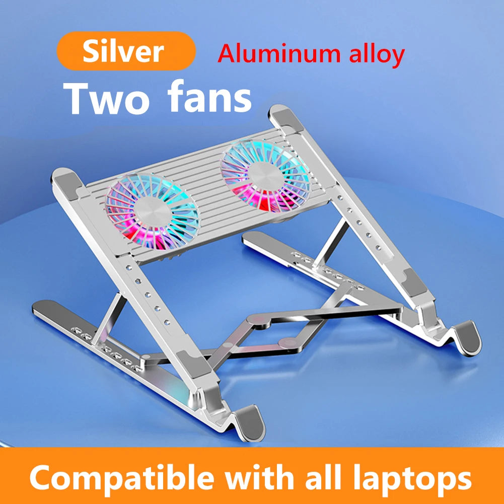 Gaming PC Laptop Cooler ABS/Aluminum Alloy 2/4 Silent Fan Foldable Laptop Cooling Pad Support Portable Height Adjustable Stand