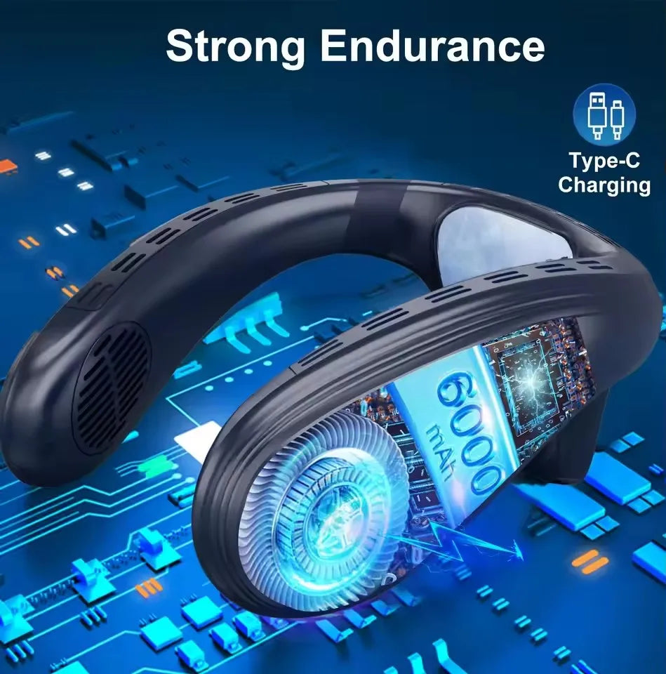 Hands-Free Neck AC Fan for Travel, Sports, and Commute – USA
