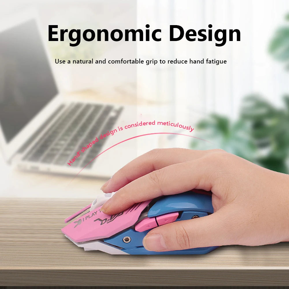 2.4GHz Wireless Mechanical Gaming Mice 2400DPI Breathing Optical Mouse Adjustable Ergonomic 6 Buttons Mute Mouse for Gamer PC