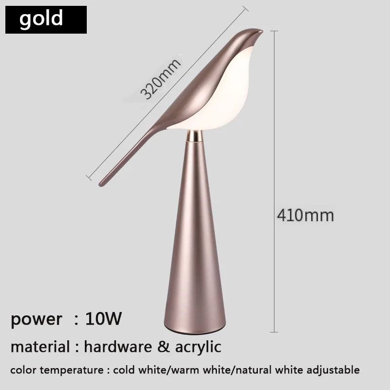 Modern Creative bird luminaria Design iron & acrylic LED soft table lamp home decor abajur adjustable reading baseus night light