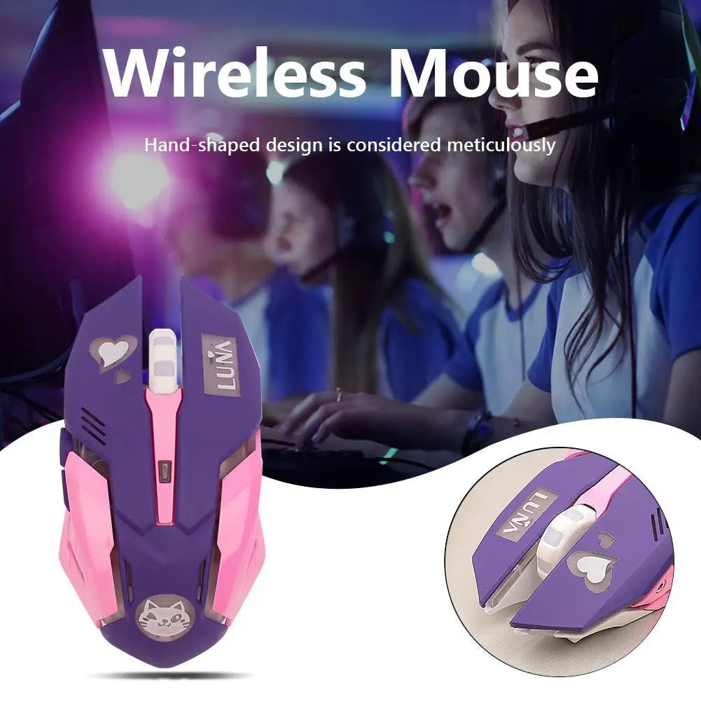 2.4GHz Wireless Mechanical Gaming Mice 2400DPI Breathing Optical Mouse Adjustable Ergonomic 6 Buttons Mute Mouse for Gamer PC