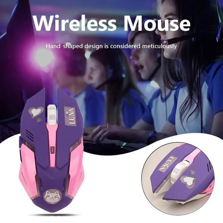 2.4GHz Wireless Mechanical Gaming Mice 2400DPI Breathing Optical Mouse Adjustable Ergonomic 6 Buttons Mute Mouse for Gamer PC